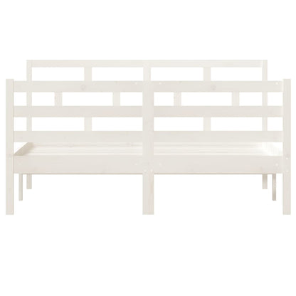 Bed Frame White Solid Wood Pine 140x190 cm