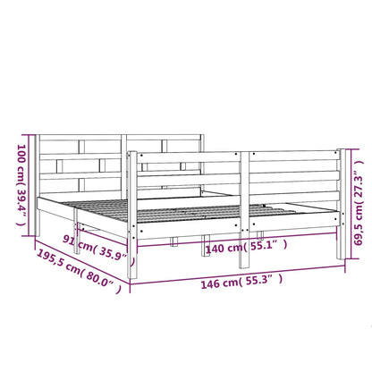 Bed Frame White Solid Wood Pine 140x190 cm