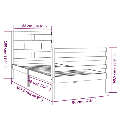 Bed Frame Solid Wood Pine 90x200 cm