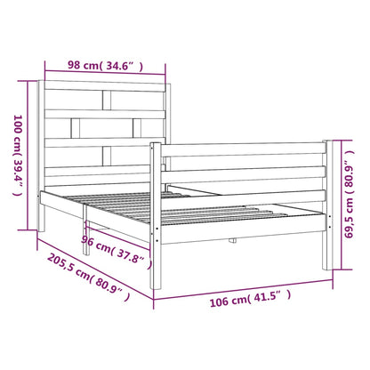 Bed Frame Solid Wood Pine 100x200 cm