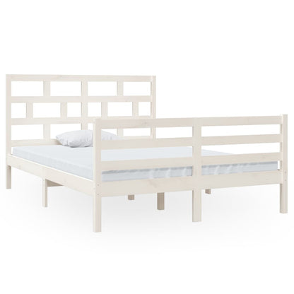 Bed Frame White Solid Wood Pine 140x200 cm