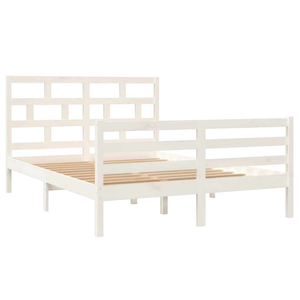 Bed Frame White Solid Wood Pine 140x200 cm