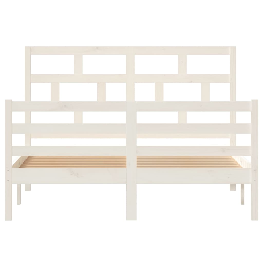 Bed Frame White Solid Wood Pine 140x200 cm