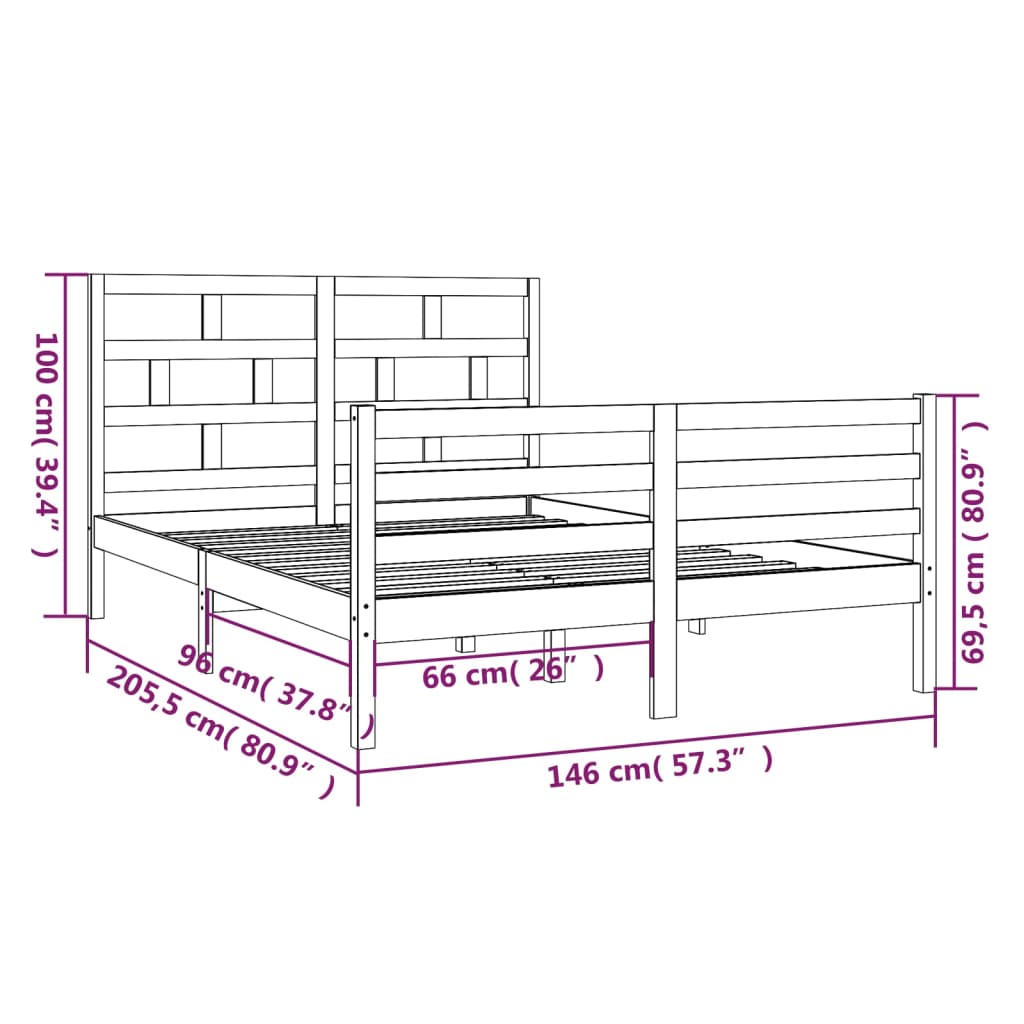 Bed Frame White Solid Wood Pine 140x200 cm