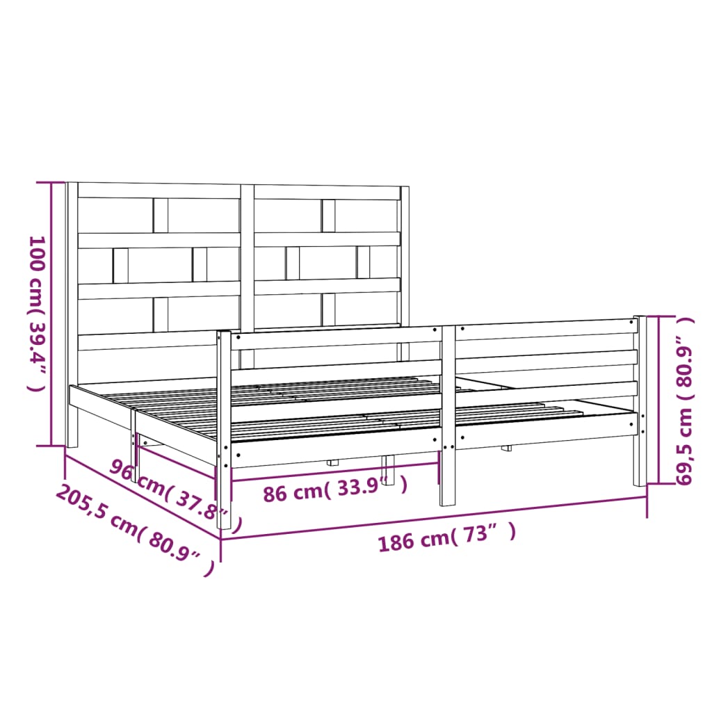 Bed Frame without Mattress Solid Wood Super King Size