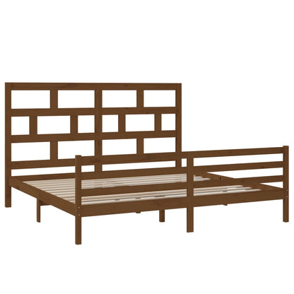 3101306 vidaXL Bed Frame without Mattress Honey Brown Solid Wood 200x200 cm (810453+814217)