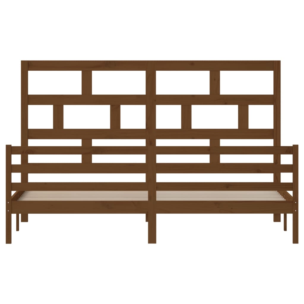 3101306 vidaXL Bed Frame without Mattress Honey Brown Solid Wood 200x200 cm (810453+814217)