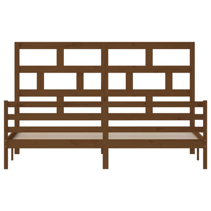 3101306 vidaXL Bed Frame without Mattress Honey Brown Solid Wood 200x200 cm (810453+814217)