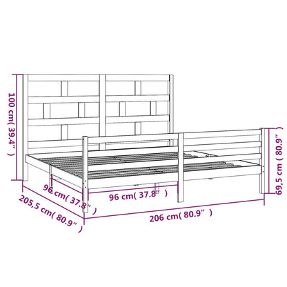 3101306 vidaXL Bed Frame without Mattress Honey Brown Solid Wood 200x200 cm (810453+814217)