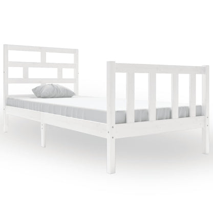 Bed Frame White Solid Wood Pine 90x190 cm Single