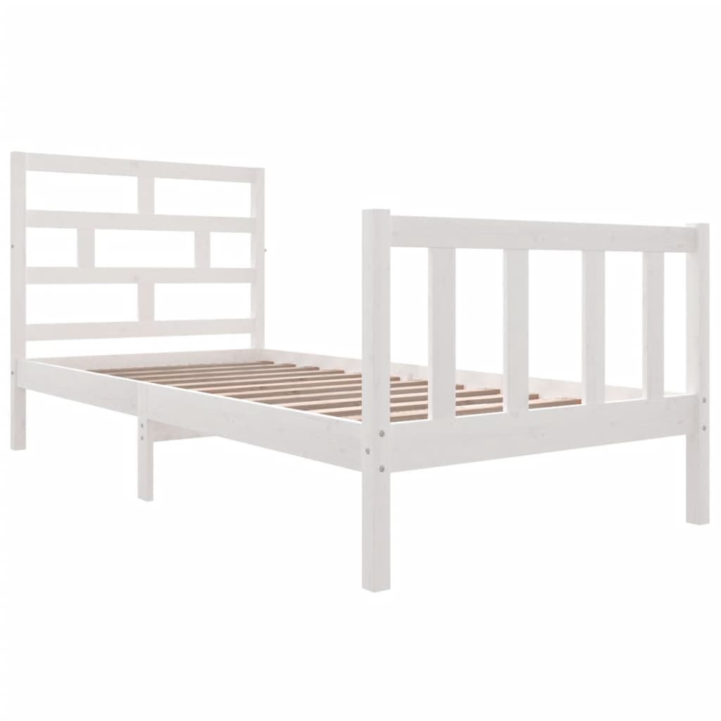 Bed Frame White Solid Wood Pine 90x190 cm Single