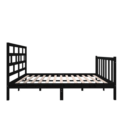 Bed Frame Black Solid Wood Pine 140x190 cm