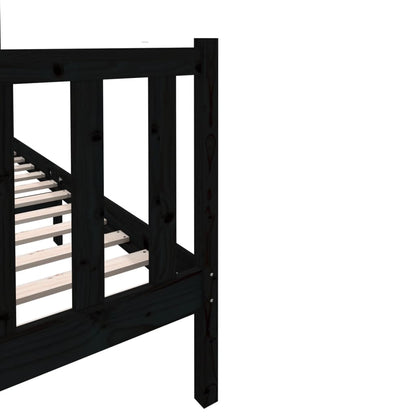 Bed Frame Black Solid Wood Pine 140x190 cm