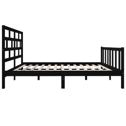 Bed Frame Black Solid Wood Pine 140x200 cm