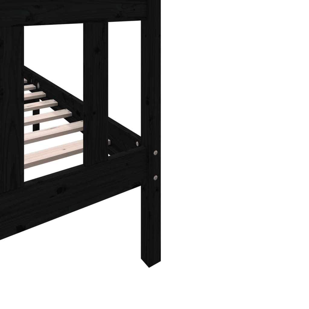 Bed Frame Black Solid Wood Pine 140x200 cm