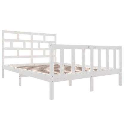 Bed Frame White Solid Wood Pine 150x200 cm King Size