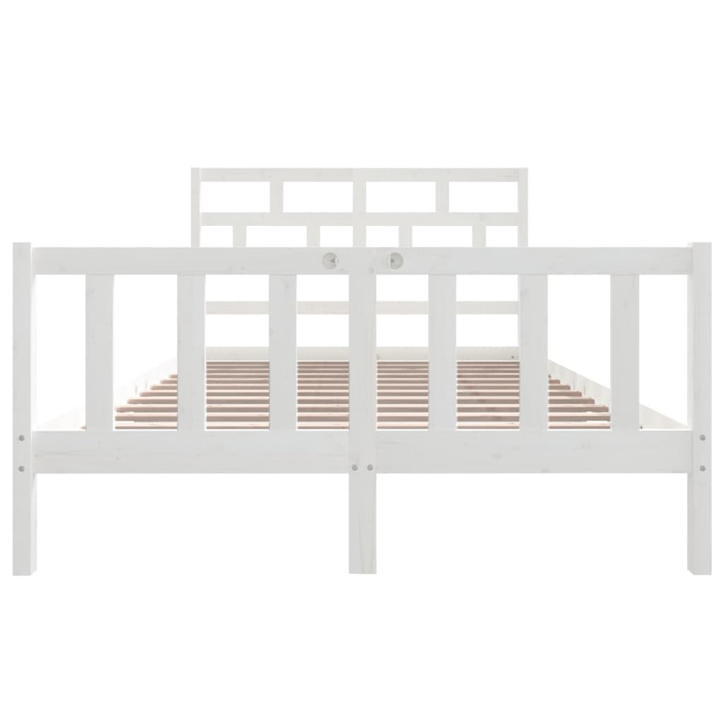 Bed Frame White Solid Wood Pine 150x200 cm King Size