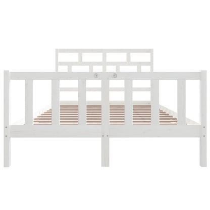 Bed Frame White Solid Wood Pine 150x200 cm King Size