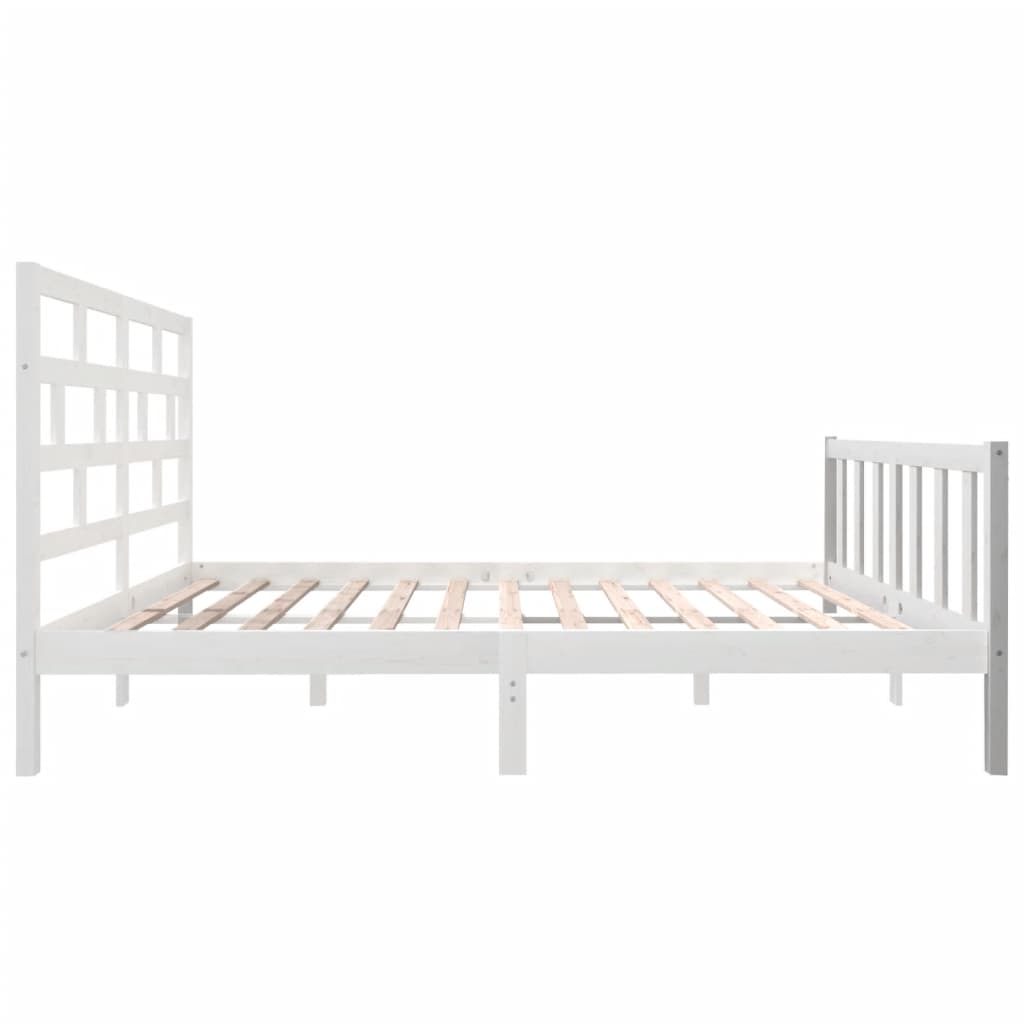 Bed Frame White Solid Wood Pine 150x200 cm King Size