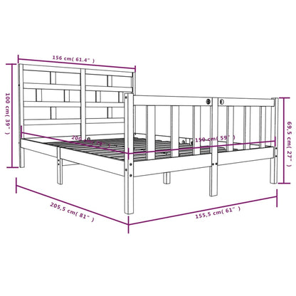 Bed Frame White Solid Wood Pine 150x200 cm King Size