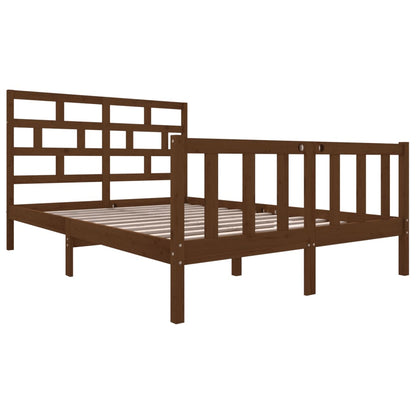 Bed Frame Honey Brown Solid Wood Pine 150x200 cm King Size