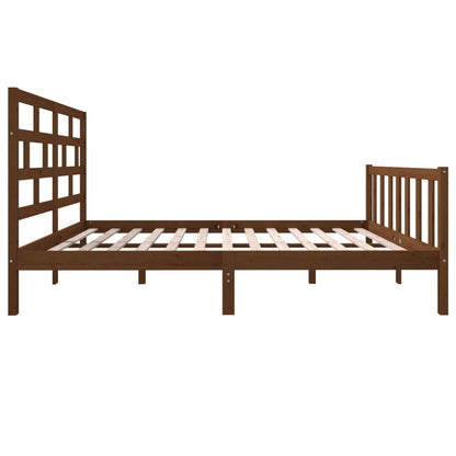 Bed Frame Honey Brown Solid Wood Pine 150x200 cm King Size