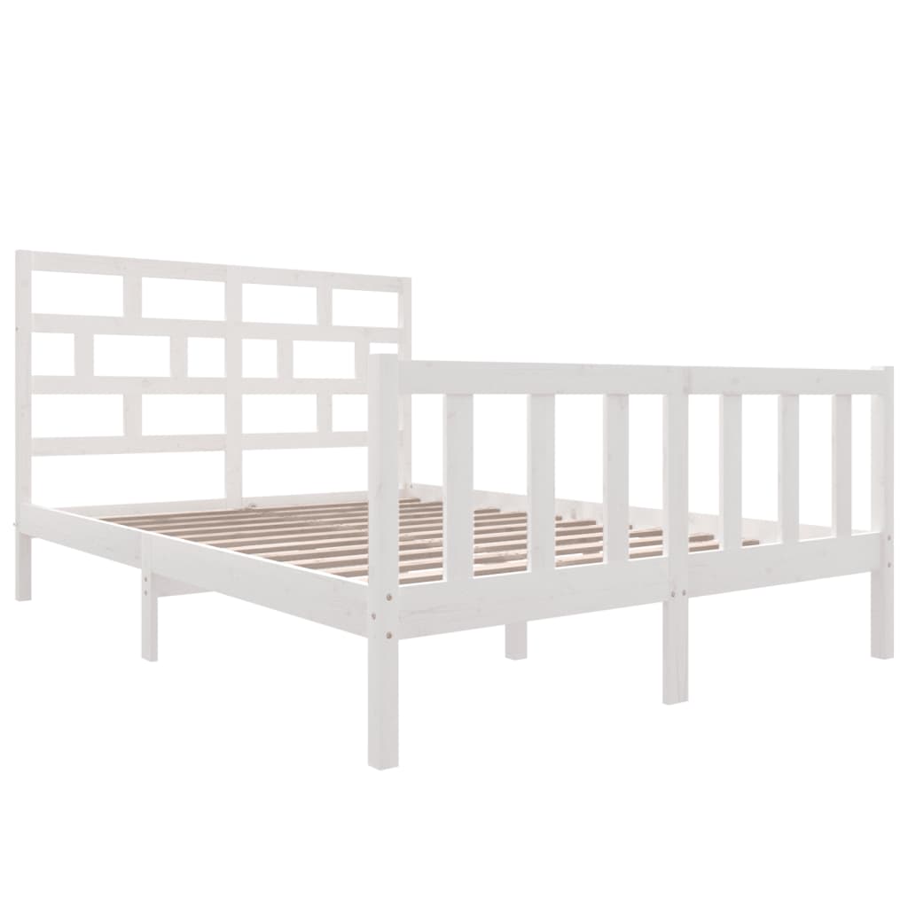 Bed Frame White Solid Wood Pine 160x200 cm