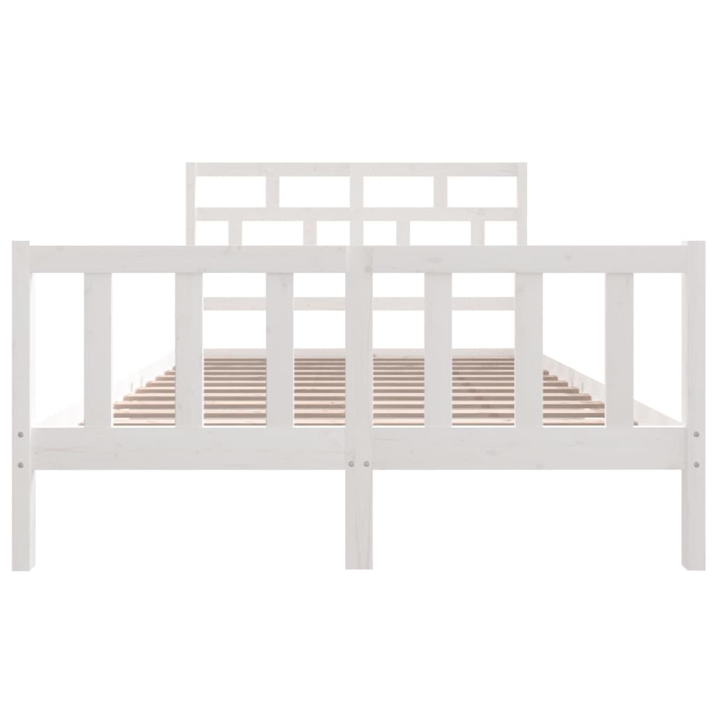 Bed Frame White Solid Wood Pine 160x200 cm