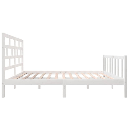 Bed Frame White Solid Wood Pine 160x200 cm