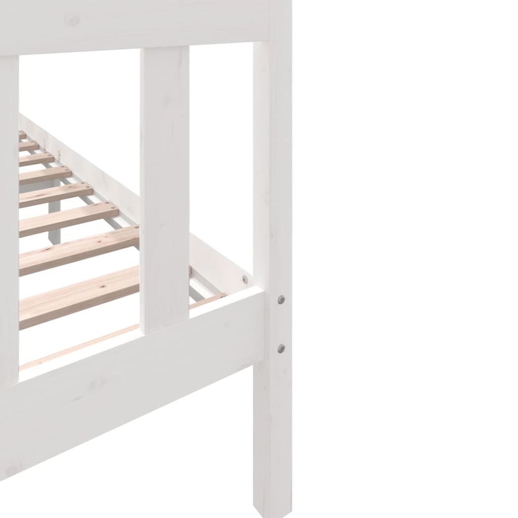 Bed Frame White Solid Wood Pine 160x200 cm