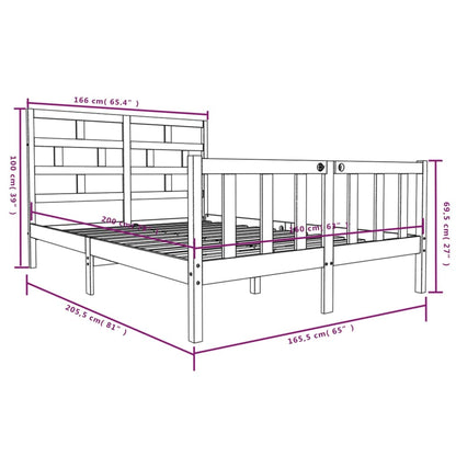 Bed Frame White Solid Wood Pine 160x200 cm