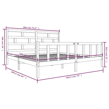 Bed Frame without Mattress Solid Wood Pine Super King