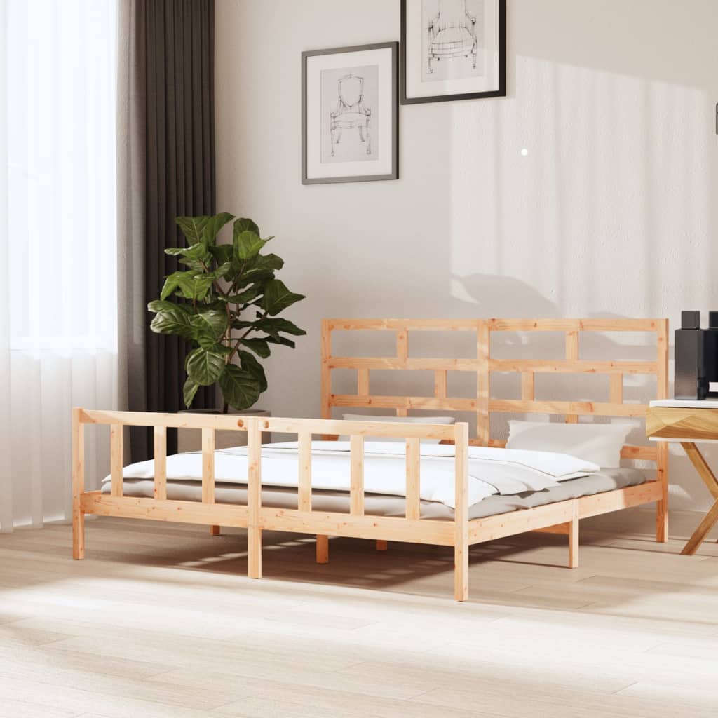 Bed Frame without Mattress Solid Wood Pine Super King