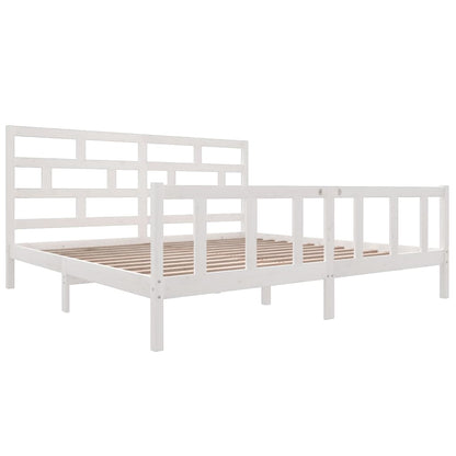 3101369 vidaXL Bed Frame without Mattress White Solid Wood 200x200 cm (810103+814215)