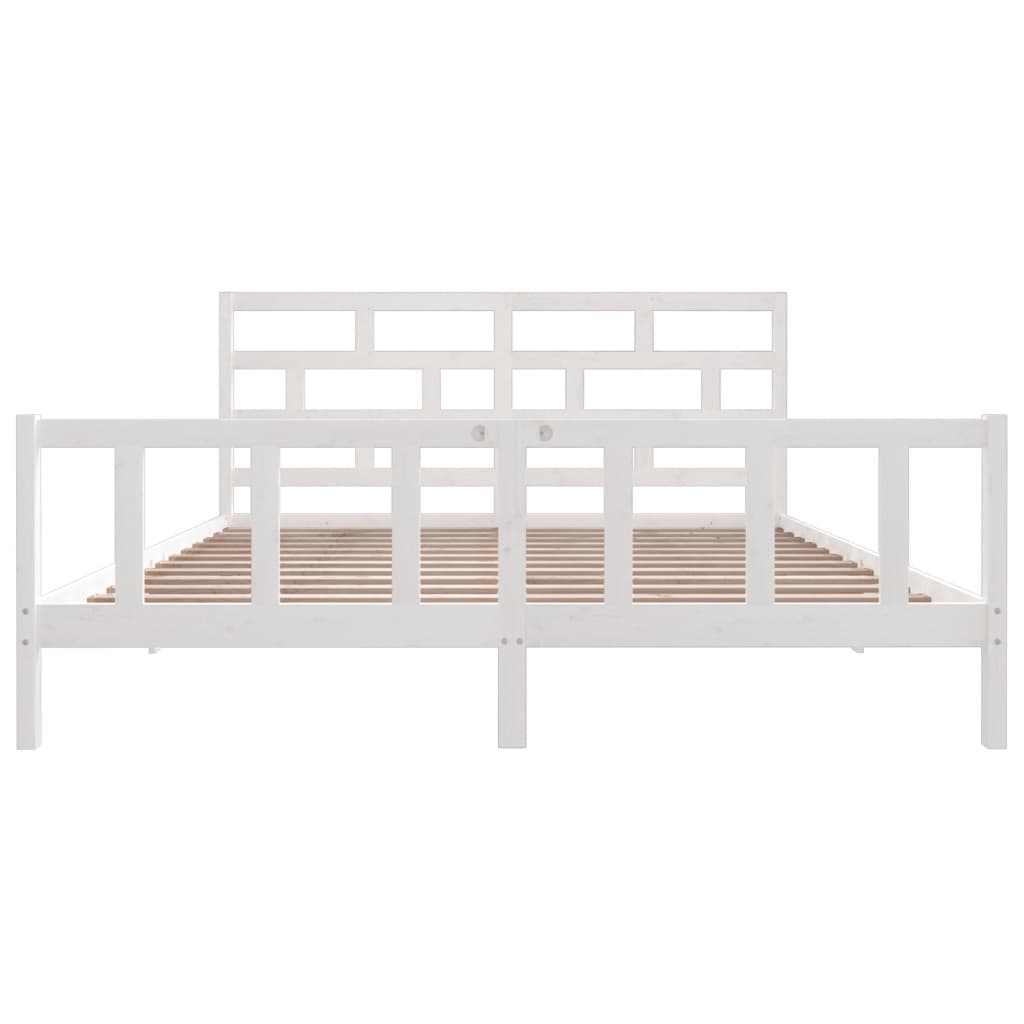 3101369 vidaXL Bed Frame without Mattress White Solid Wood 200x200 cm (810103+814215)