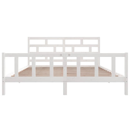 3101369 vidaXL Bed Frame without Mattress White Solid Wood 200x200 cm (810103+814215)