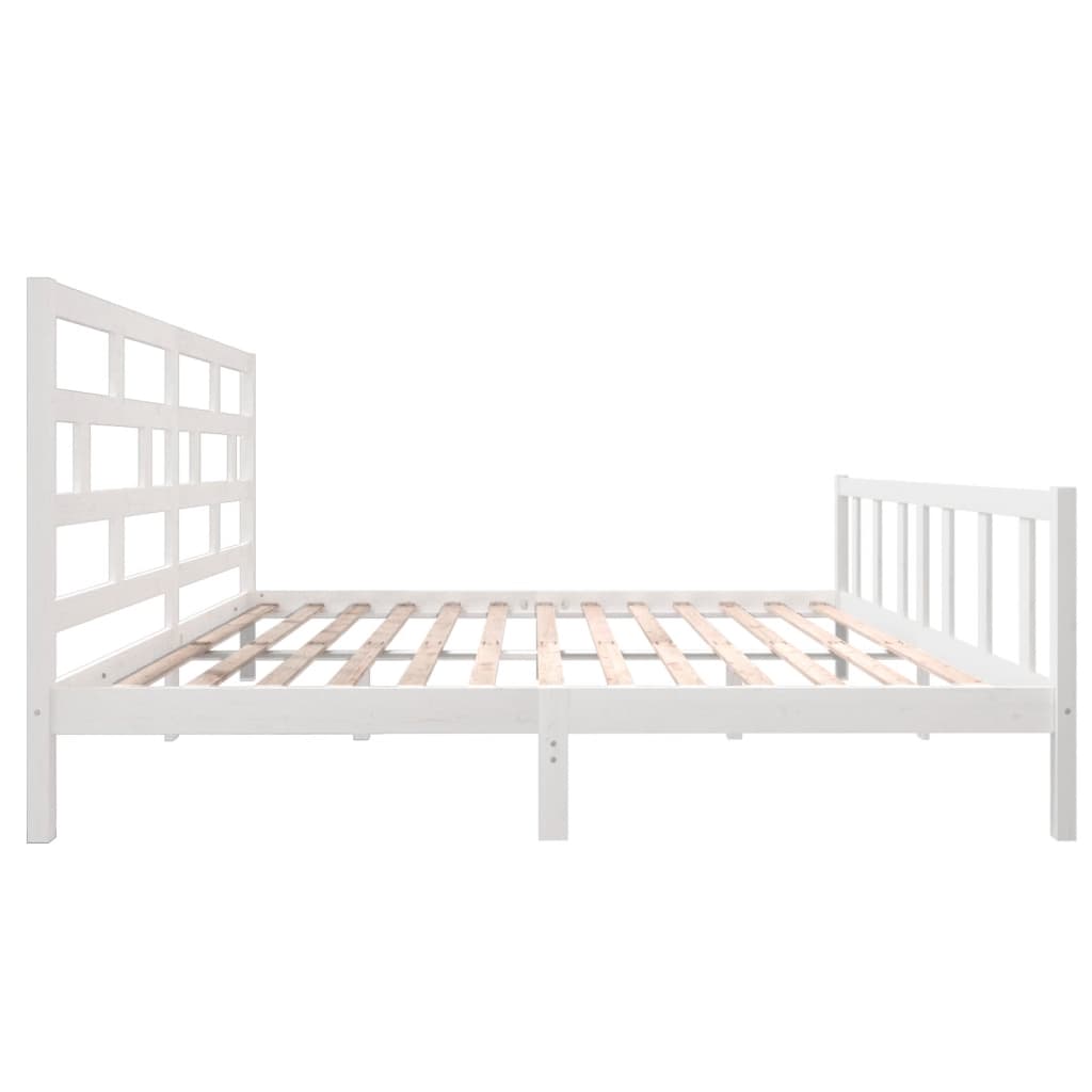 3101369 vidaXL Bed Frame without Mattress White Solid Wood 200x200 cm (810103+814215)