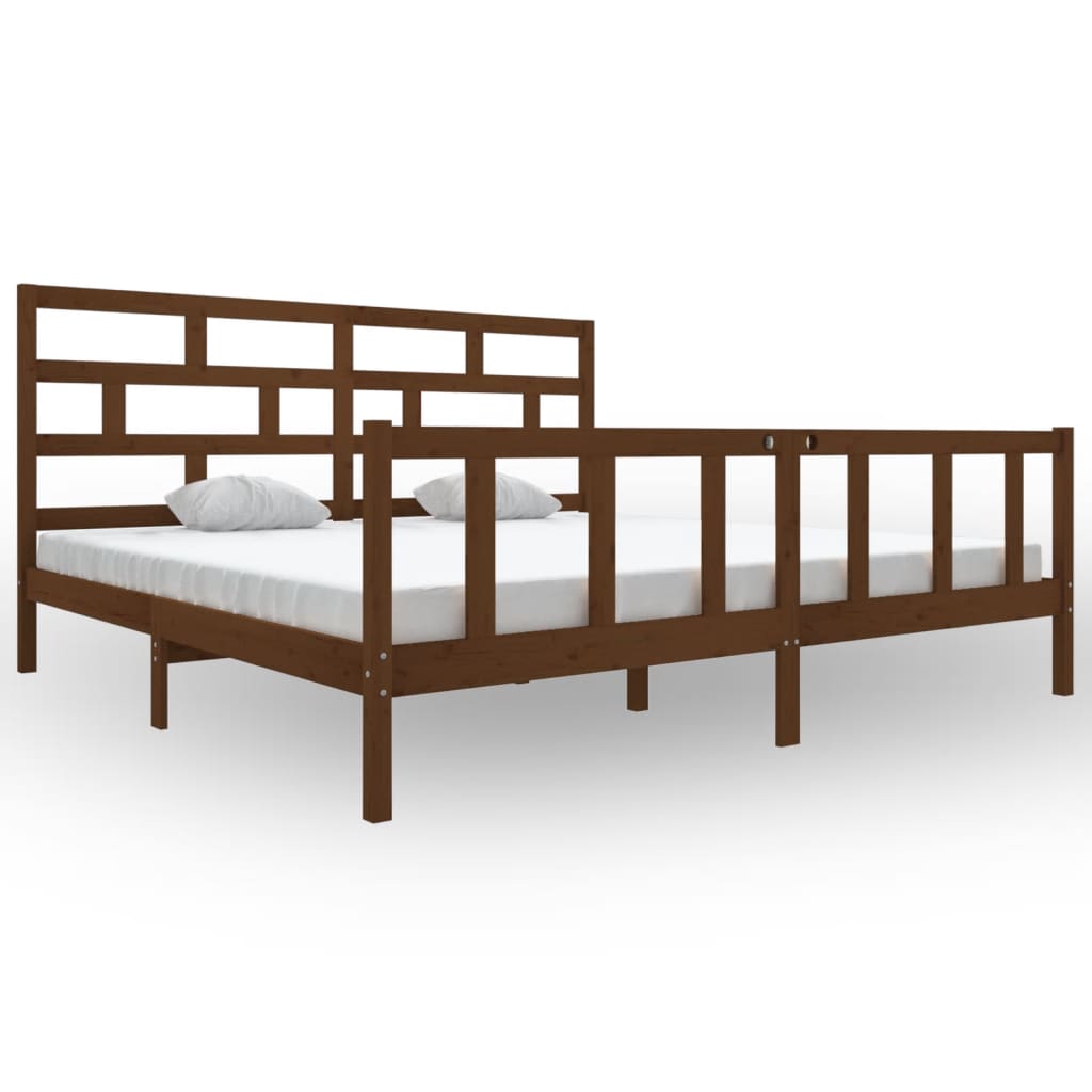 Bed Frame Honey Brown Solid Wood Pine 200x200 cm