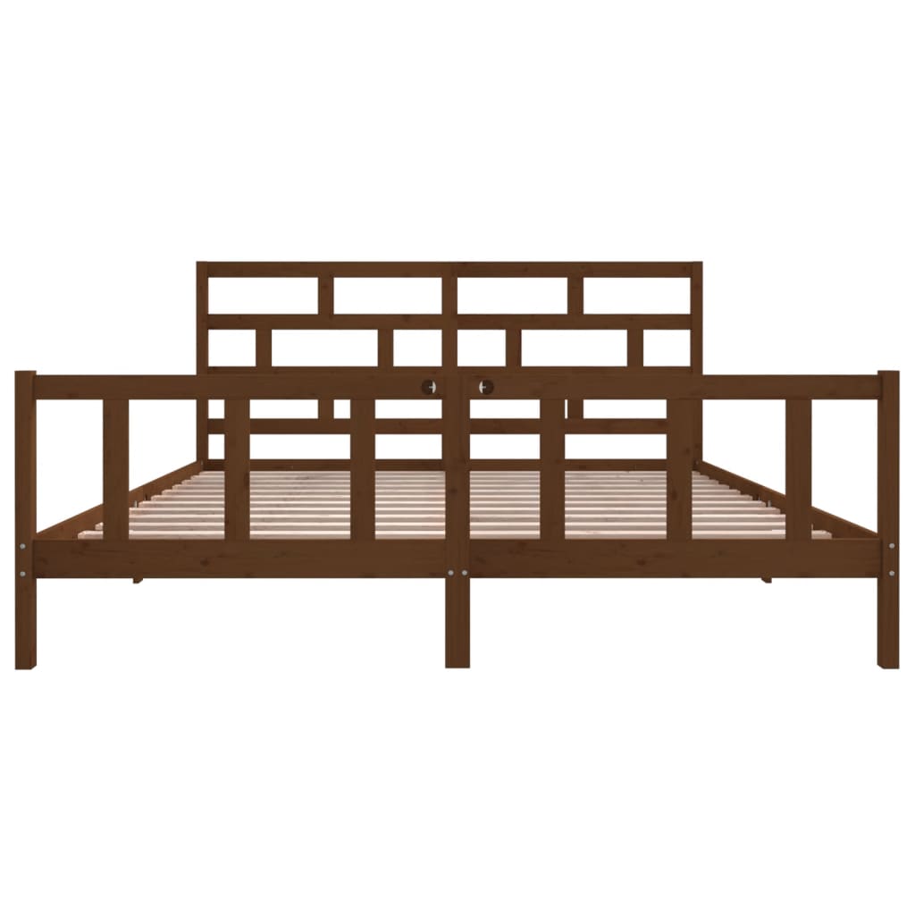 Bed Frame Honey Brown Solid Wood Pine 200x200 cm