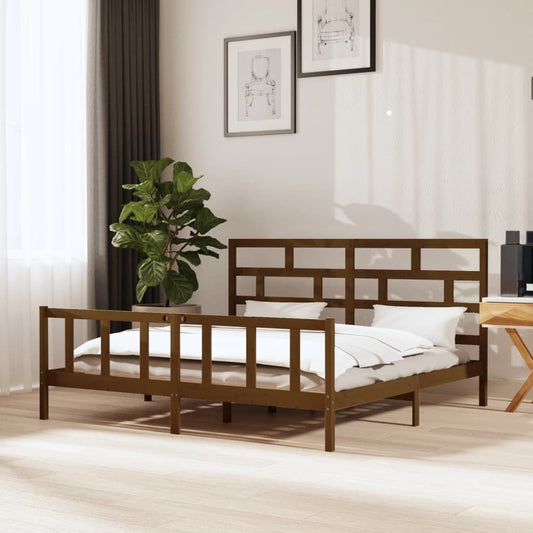 Bed Frame Honey Brown Solid Wood Pine 200x200 cm