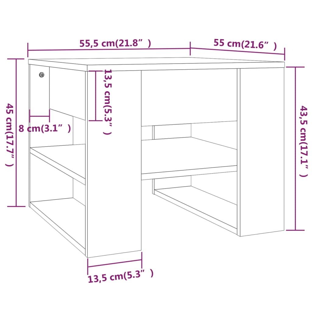 Coffee Table White 55.5x55x45 cm Engineered Wood