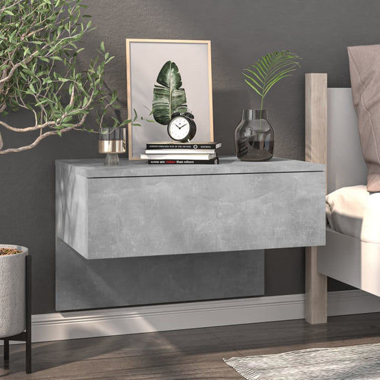 Wall-mounted Bedside Cabinet Concrete Grey