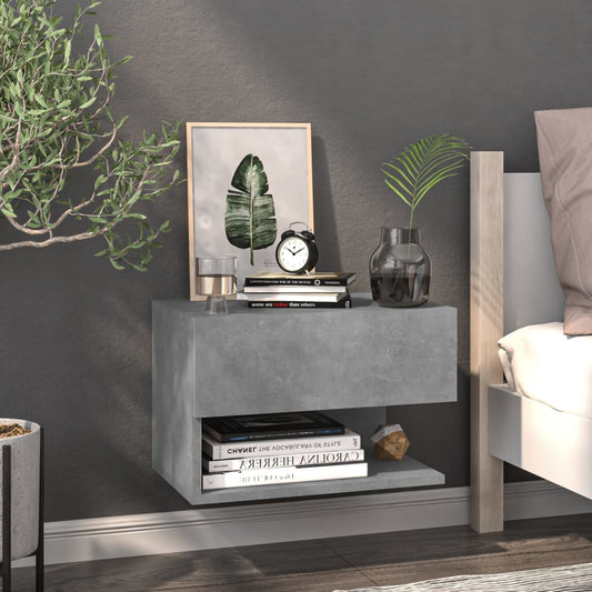 Wall-mounted Bedside Cabinet Concrete Grey