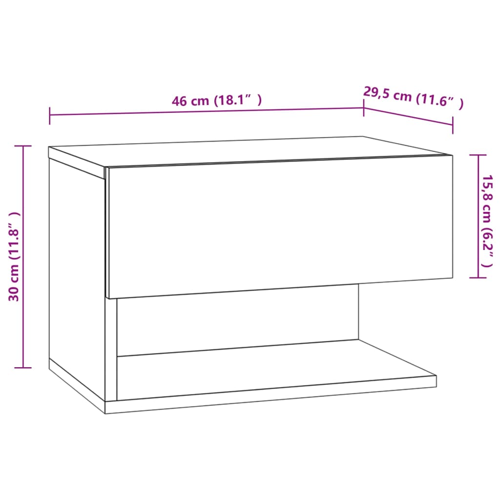 Wall-mounted Bedside Cabinets 2 pcs High Gloss White