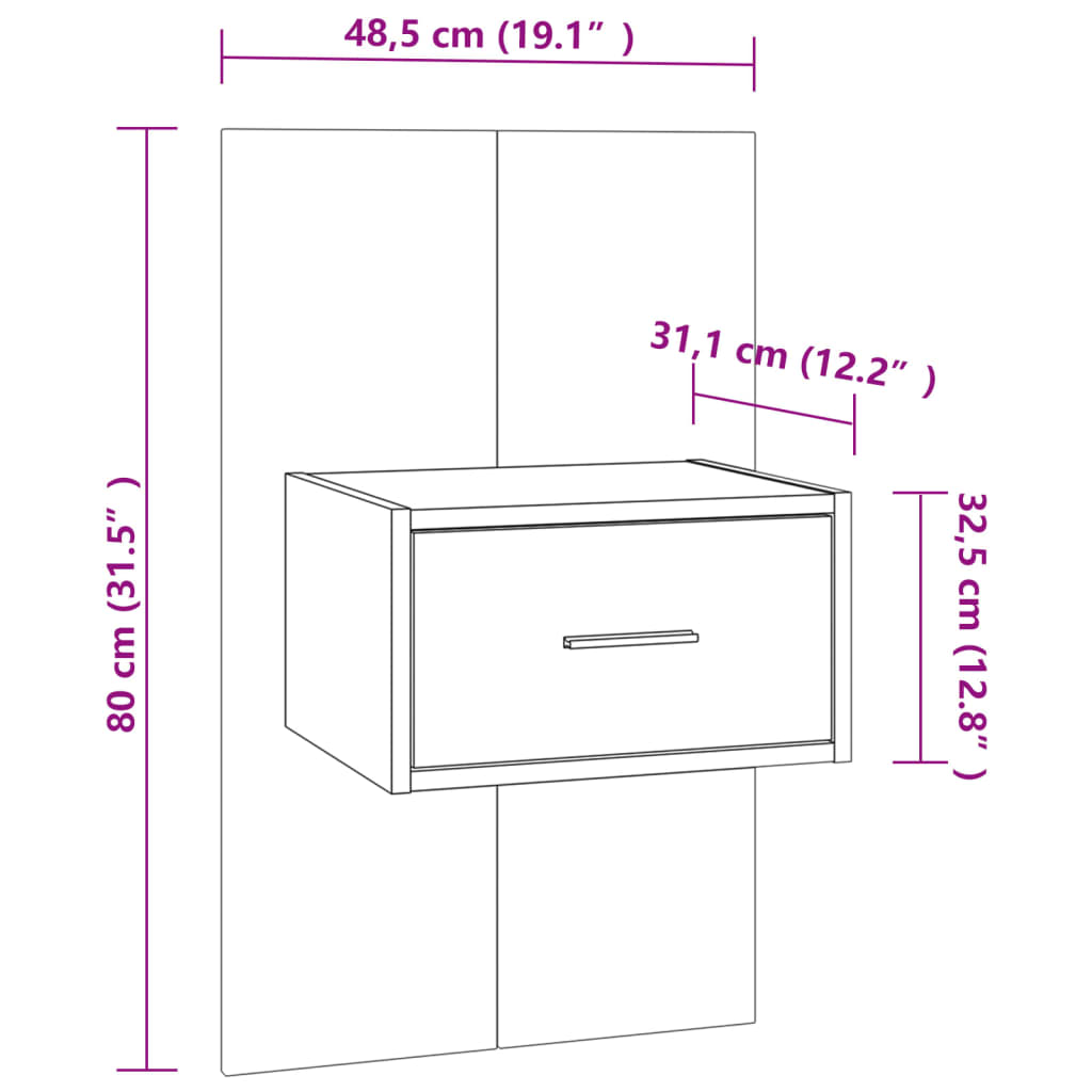 Wall-mounted Bedside Cabinet White