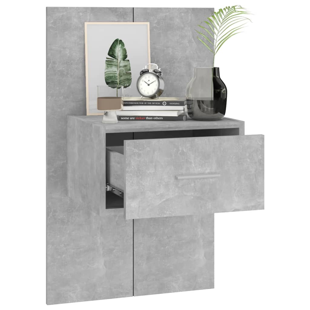 Wall-mounted Bedside Cabinet Concrete Grey