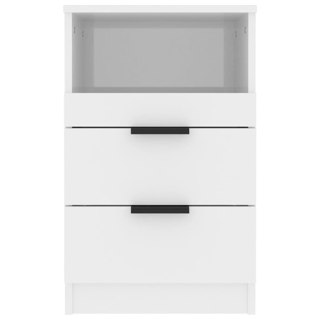 Bedside Cabinets 2 pcs High Gloss White Engineered Wood