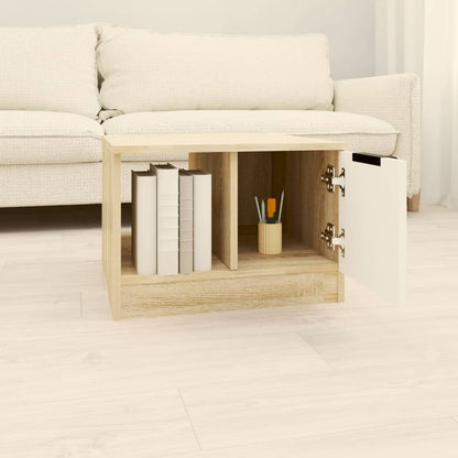 Coffee Table White and Sonoma Oak 50x50x36 cm Engineered Wood