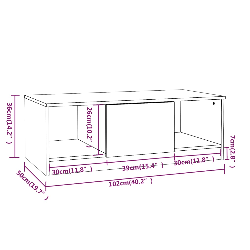 Coffee Table Sonoma Oak 102x50x36 cm Engineered Wood