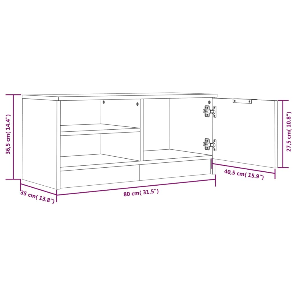 TV Cabinets 2 pcs Concrete Grey 80x35x36.5 cm Engineered Wood